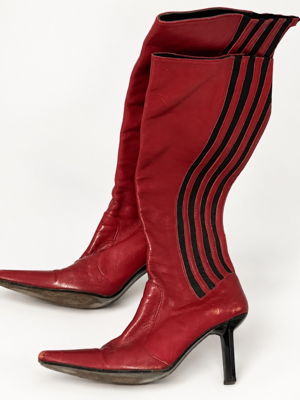 Vintage Goffredo Fantini Red Leather Knee Boots 37